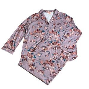 Power 2 The Flower Floral 2pc Pajama Long Sleeve Pant Set Size 2X